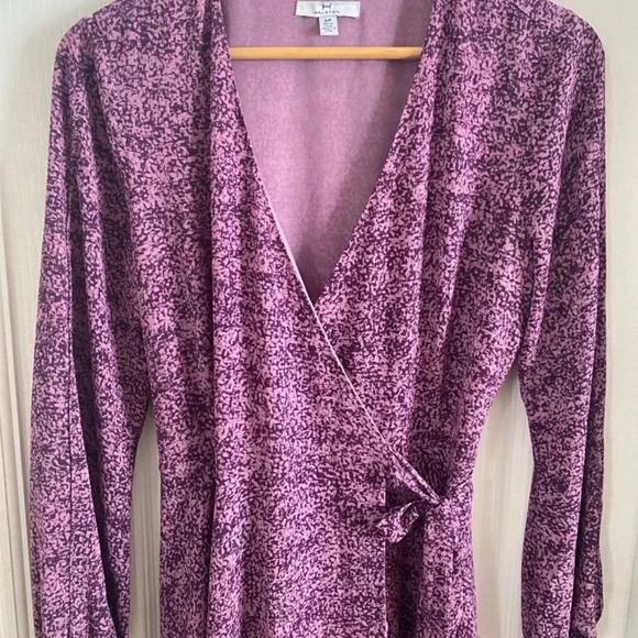 Halston Womens Split Sleeve Midi Wrap Dress - Picture 4 of 7